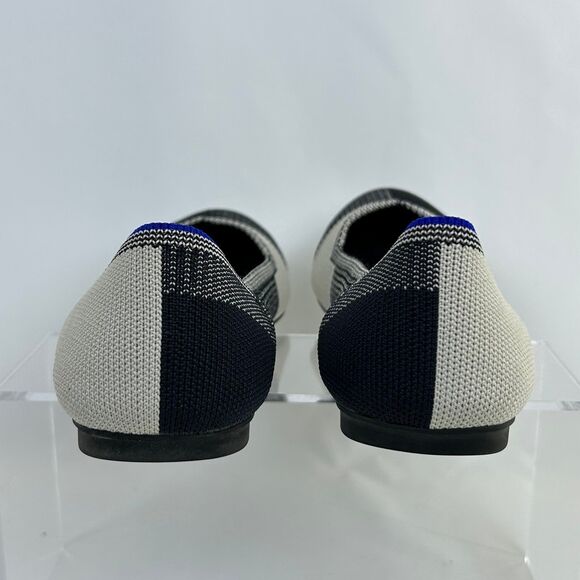 Rothy's Womens Flats Slip On Shoes Navy Blue White Plaid Round Toe Size 8 - Picture 3 of 6